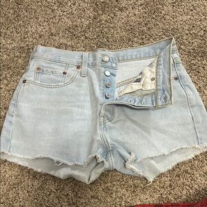 Levi's Blue Jean Shorts Distressed High-Waisted Cut-Off